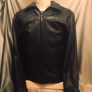 Men’s Jhane Barnes Black Leather Jacket Sz.M